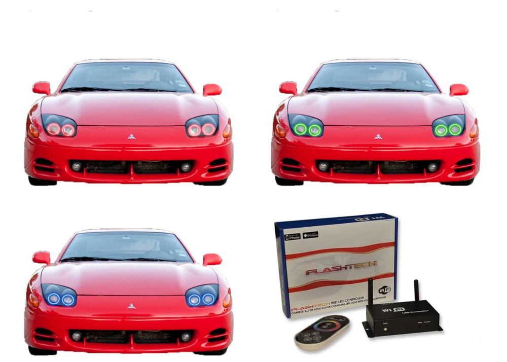 Mitsubishi-3000GT-1994, 1995, 1996, 1997, 1998-LED-Halo-Headlights-RGB-WiFi Remote-MI-GT9498-V3HWI