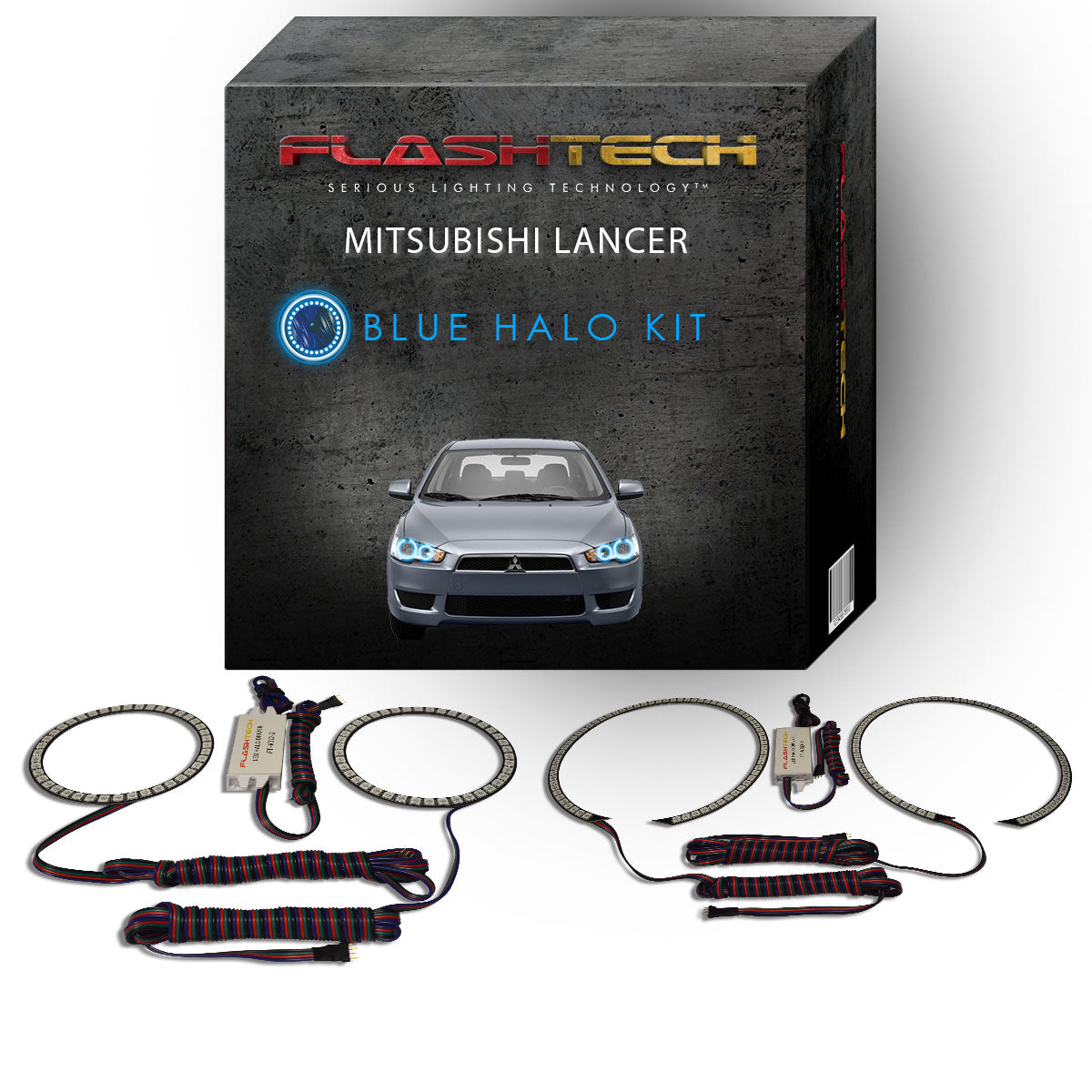 Mitsubishi-Lancer-2008, 2009, 2010, 2011, 2012, 2013, 2014, 2015, 2016-LED-Halo-Headlights-RGB-No Remote-MI-LA0814-V3H