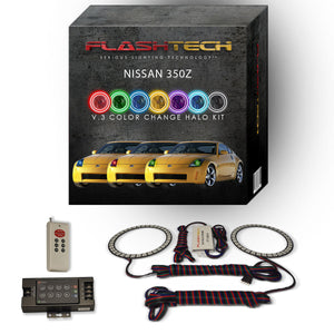 Nissan-350z-2003, 2004, 2005-LED-Halo-Headlights-RGB-Bluetooth RF Remote-NI-35Z0305-V3HBTRF
