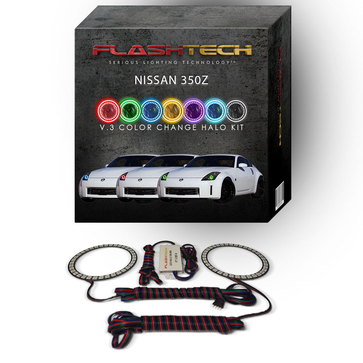 Nissan-350Z-2006, 2007, 2008-LED-Halo-Headlights-RGB-No Remote-NI-35Z0608-V3H