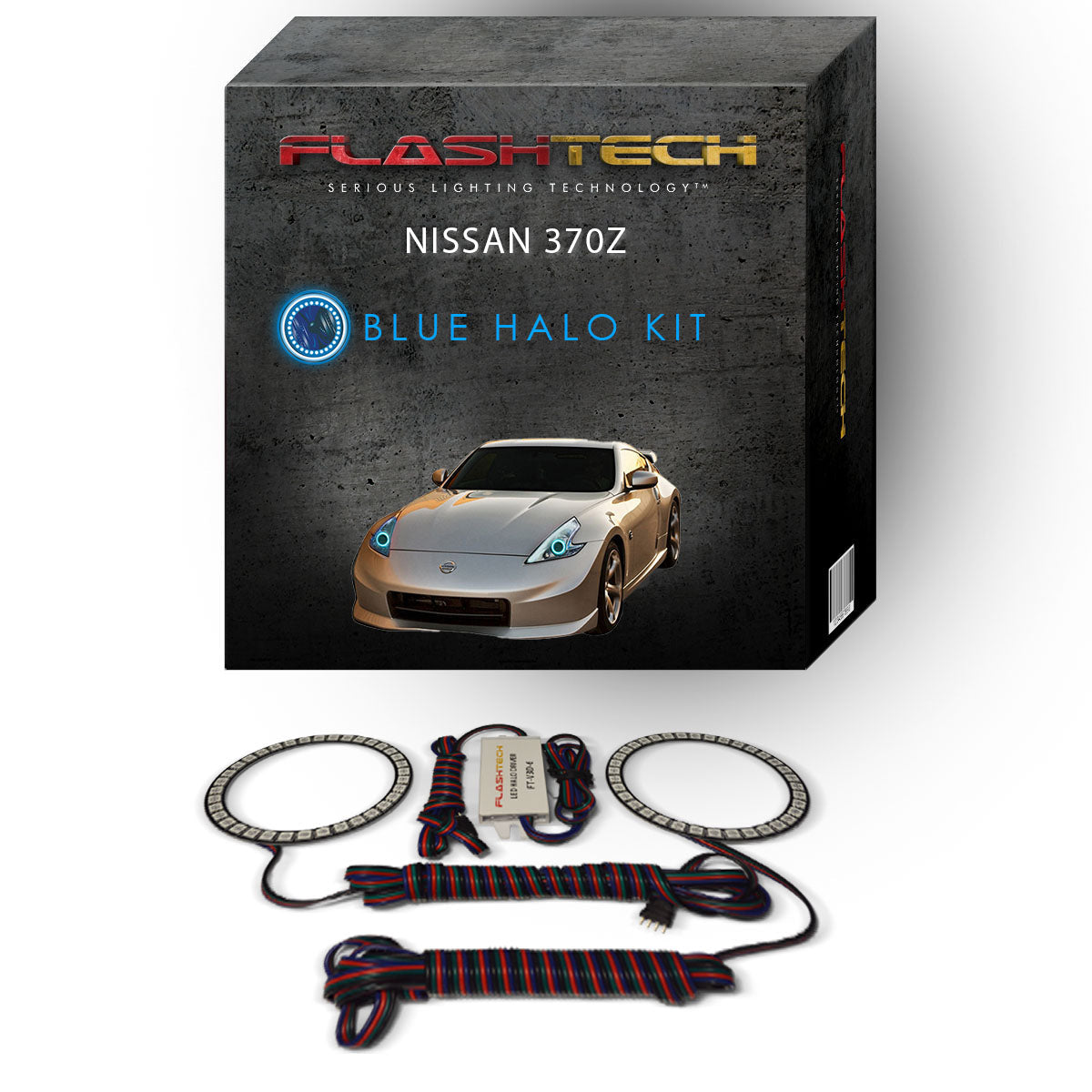 Nissan-370z-2009, 2010, 2011, 2012, 2013, 2014, 2015, 2016-LED-Halo-Headlights-RGB-No Remote-NI-3700916-V3H