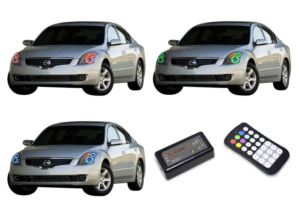Nissan-Altima-2007, 2008, 2009-LED-Halo-Headlights-RGB-Colorfuse RF Remote-NI-ALS0709-V3HCFRF