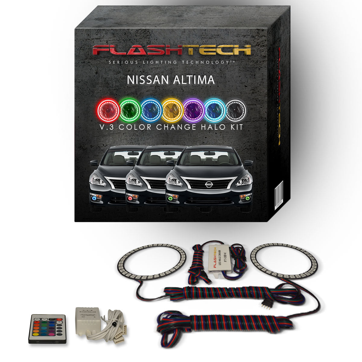 Nissan-Altima-2013, 2014, 2015-LED-Halo-Fog Lights-RGB-Bluetooth RF Remote-NI-ALS1315-V3FBTRF