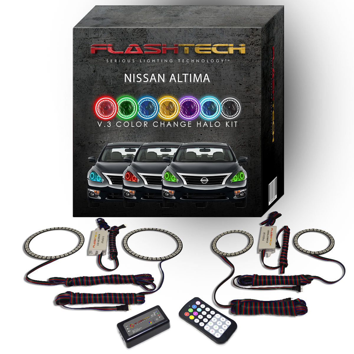 Nissan-Altima-2013, 2014, 2015-LED-Halo-Headlights-RGB-Bluetooth RF Remote-NI-ALS1315-V3HBTRF