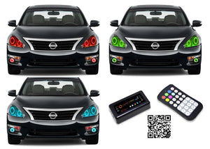 Nissan-Altima-2013, 2014, 2015-LED-Halo-Headlights and Fog Lights-RGB-Bluetooth RF Remote-NI-ALS1315-V3HFBTRF