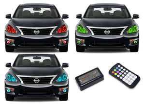 Nissan-Altima-2013, 2014, 2015-LED-Halo-Headlights and Fog Lights-RGB-Colorfuse RF Remote-NI-ALS1315-V3HFCFRF