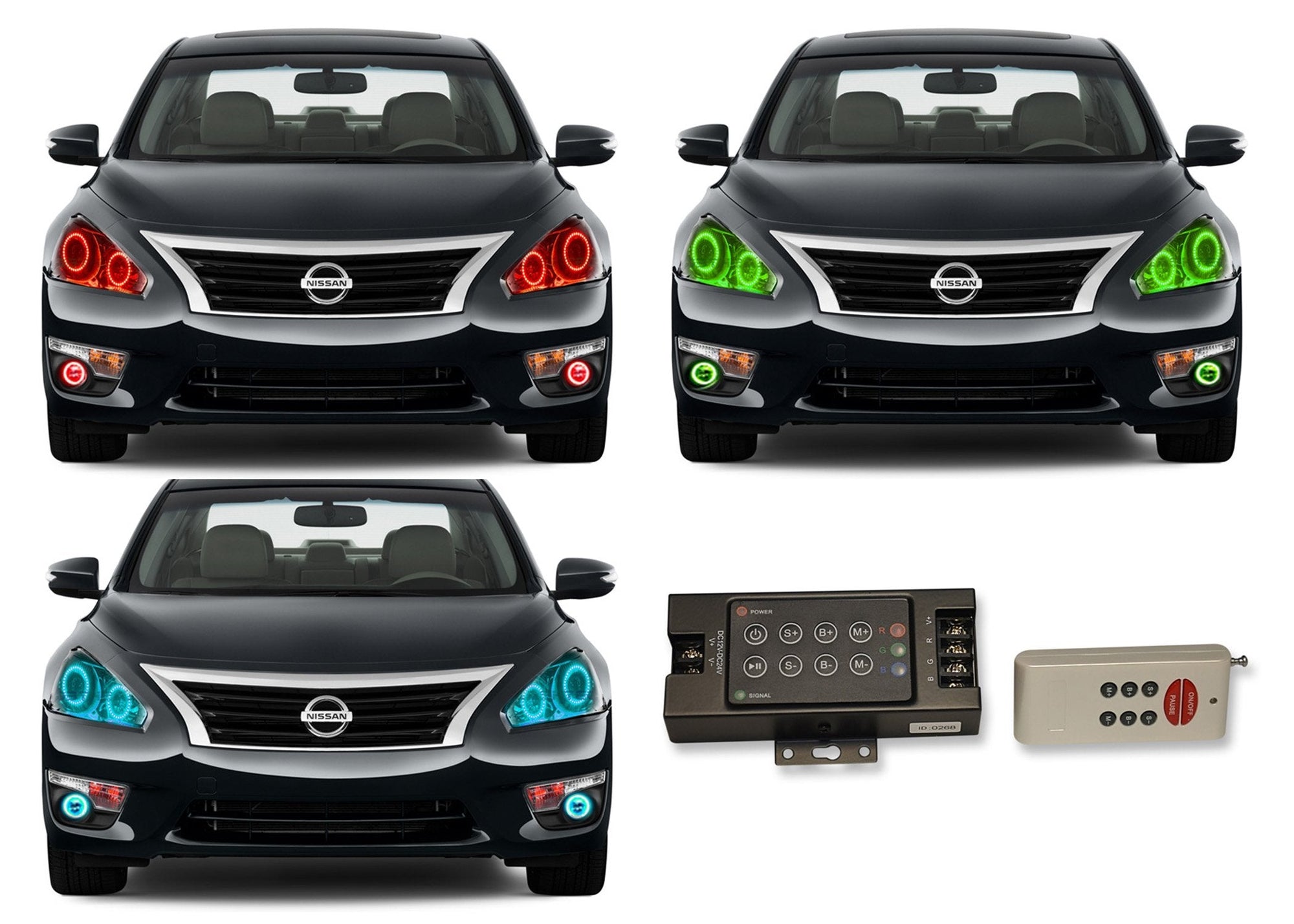 Nissan-Altima-2013, 2014, 2015-LED-Halo-Headlights and Fog Lights-RGB-RF Remote-NI-ALS1315-V3HFRF