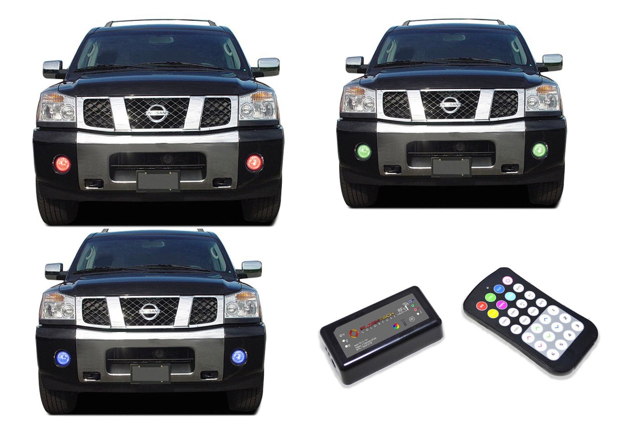 Nissan-Armada-2004, 2005, 2006, 2007-LED-Halo-Fog Lights-RGB-Colorfuse RF Remote-NI-AR0407-V3FCFRF