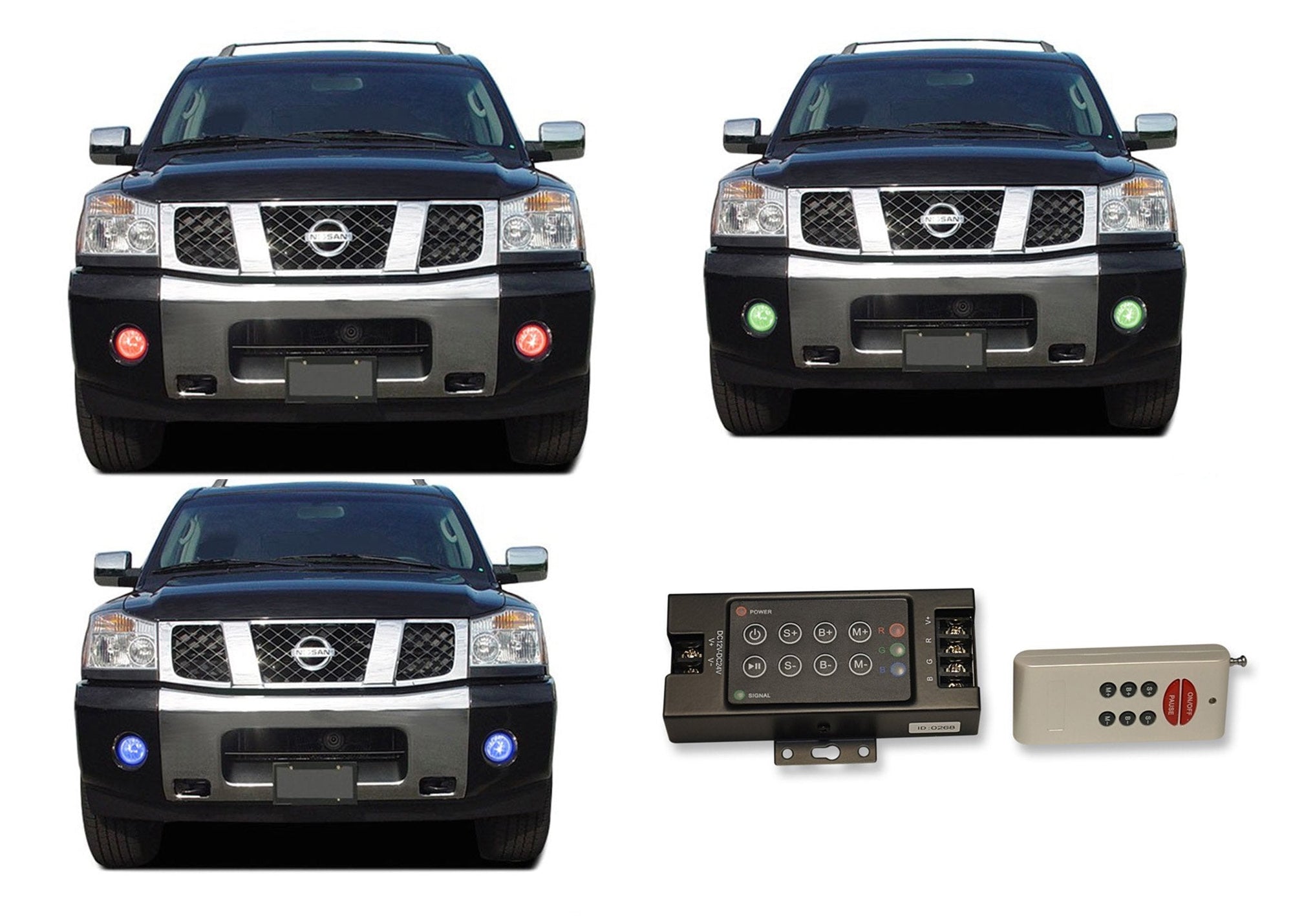 Nissan-Armada-2004, 2005, 2006, 2007-LED-Halo-Fog Lights-RGB-RF Remote-NI-AR0407-V3FRF
