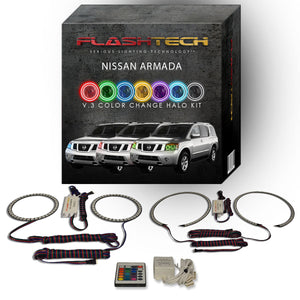 Nissan-Armada-2004, 2005, 2006, 2007, 2008, 2009, 2010, 2011, 2012, 2013, 2014-LED-Halo-Headlights-RGB-Bluetooth RF Remote-NI-AR0414-V3HBTRF