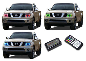 Nissan-Frontier-2005, 2006, 2007, 2008-LED-Halo-Headlights-RGB-Colorfuse RF Remote-NI-FR0508-V3HCFRF