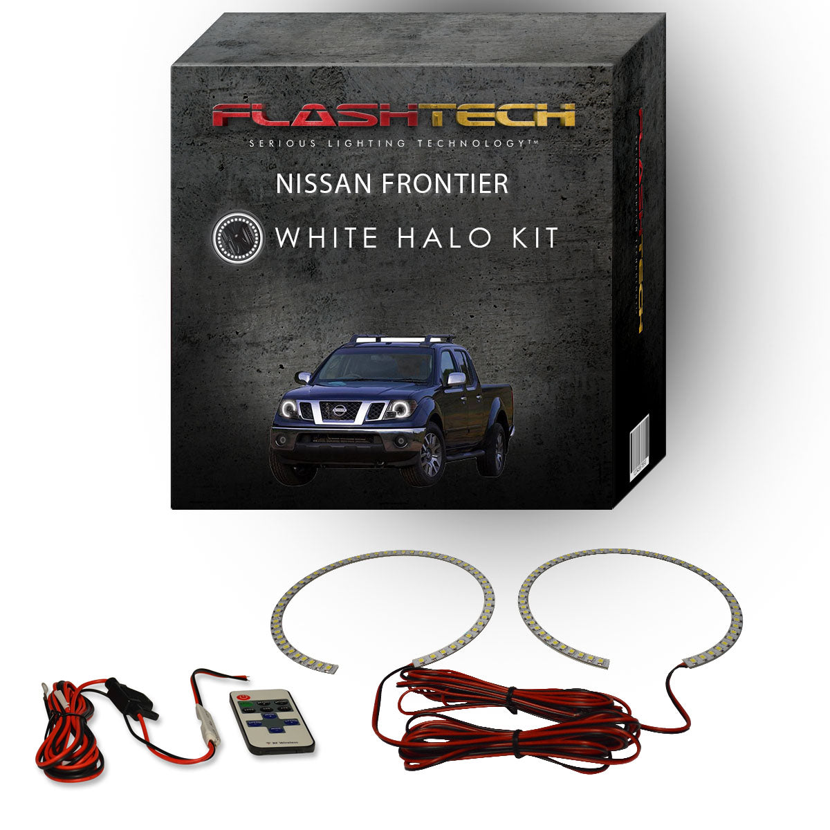 Nissan-Frontier-2009, 2010, 2011, 2012, 2013, 2014, 2015, 2016, 2017, 2018, 2019-LED-Halo-Headlights-White-RF Remote White-NI-FR0916-WHRF