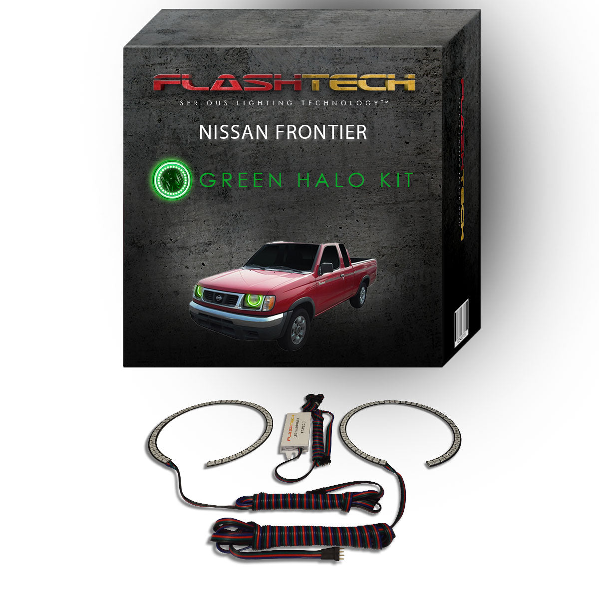 Nissan-Frontier-1998, 1999, 2000-LED-Halo-Headlights-RGB-Bluetooth RF Remote-NI-FR9800-V3HBTRF