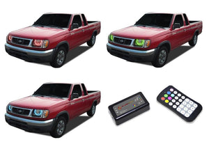 Nissan-Frontier-1998, 1999, 2000-LED-Halo-Headlights-RGB-Colorfuse RF Remote-NI-FR9800-V3HCFRF
