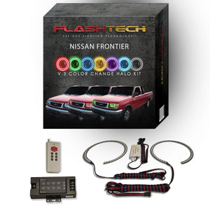 Nissan-Frontier-1998, 1999, 2000-LED-Halo-Headlights-RGB-IR Remote-NI-FR9800-V3HIR