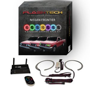 Nissan-Frontier-1998, 1999, 2000-LED-Halo-Headlights-RGB-IR Remote-NI-FR9800-V3HIR