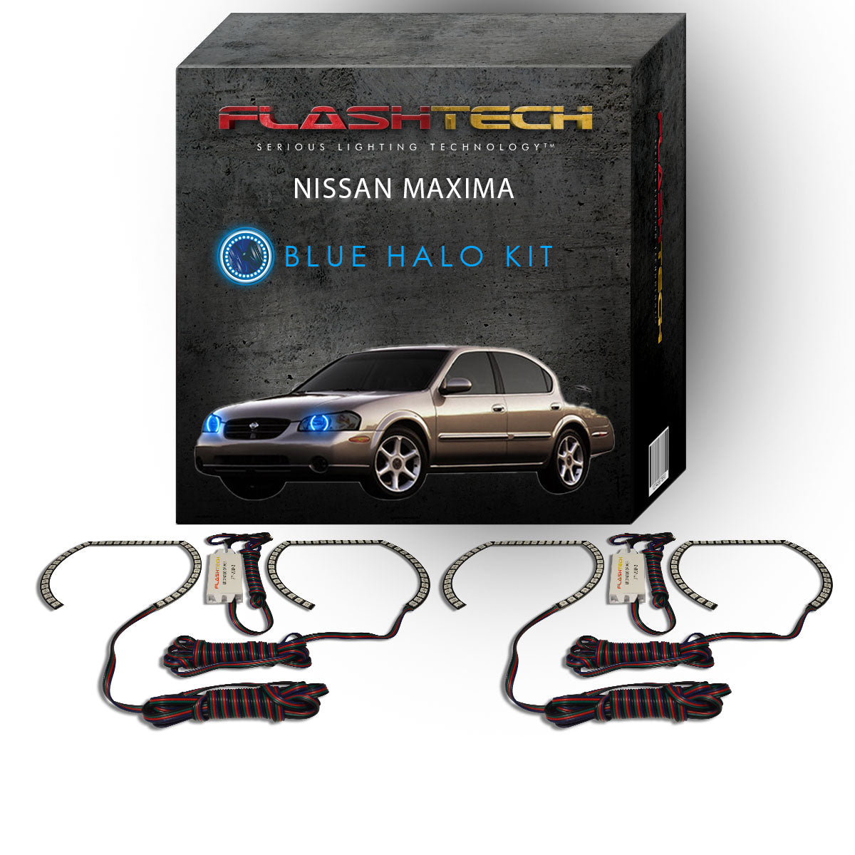 Nissan-Maxima-2000, 2001-LED-Halo-Headlights-RGB-No Remote-NI-MX0001-V3H