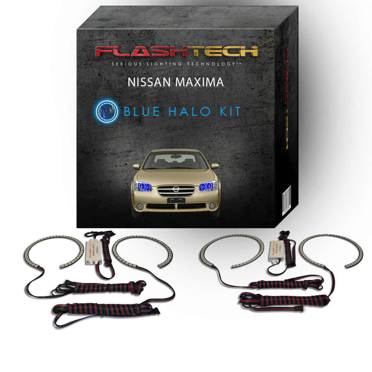Nissan-Maxima-2002, 2003-LED-Halo-Headlights-RGB-No Remote-NI-MX0203-V3H