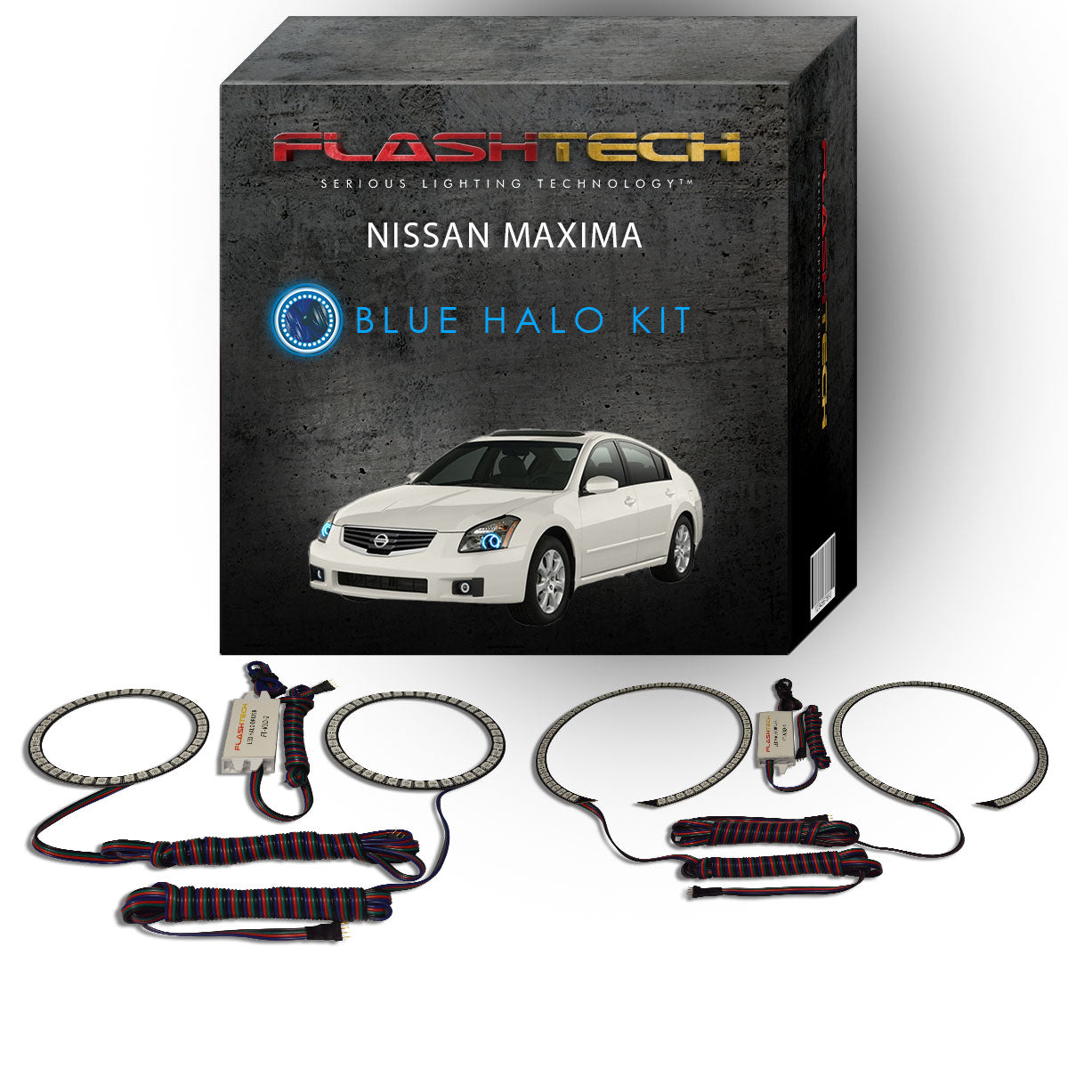 Nissan-Maxima-2007, 2008-LED-Halo-Headlights-RGB-No Remote-NI-MX0708-V3H