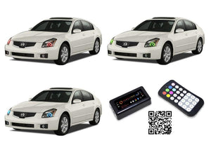 Nissan-Maxima-2007, 2008-LED-Halo-Headlights-RGB-Bluetooth RF Remote-NI-MX0708-V3HBTRF