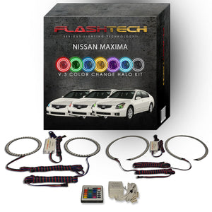Nissan-Maxima-2007, 2008-LED-Halo-Headlights-RGB-Bluetooth RF Remote-NI-MX0708-V3HBTRF