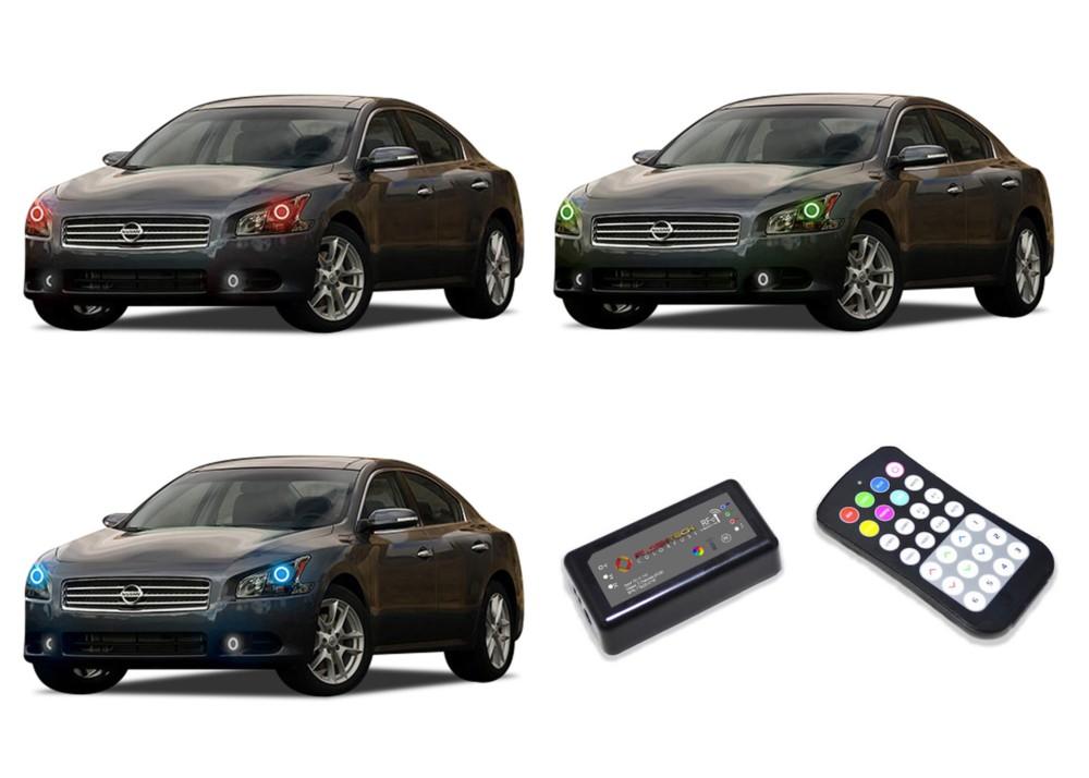Nissan-Maxima-2009, 2010, 2011, 2012, 2013, 2014-LED-Halo-Headlights-RGB-Colorfuse RF Remote-NI-MX0914-V3HCFRF