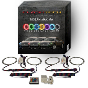 Nissan-Maxima-2009, 2010, 2011, 2012, 2013, 2014-LED-Halo-Headlights-RGB-Bluetooth RF Remote-NI-MX0914-V3HBTRF