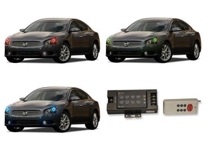 Nissan-Maxima-2009, 2010, 2011, 2012, 2013, 2014-LED-Halo-Headlights-RGB-RF Remote-NI-MX0914-V3HRF
