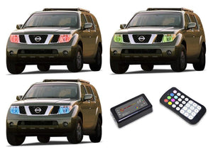 Nissan-Pathfinder-2005, 2006, 2007, 2008, 2009, 2010, 2011, 2012-LED-Halo-Headlights-RGB-Colorfuse RF Remote-NI-PF0512-V3HCFRF