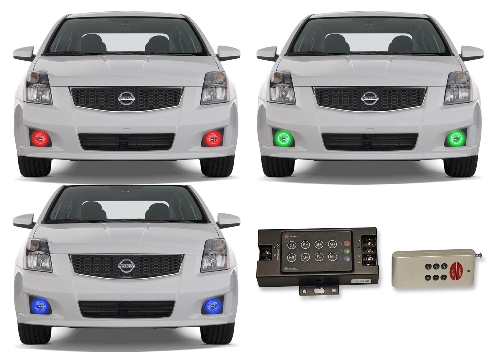 Nissan-Sentra-2007, 2008, 2009, 2010, 2011-LED-Halo-Fog Lights-RGB-RF Remote-NI-SE0711-V3FRF