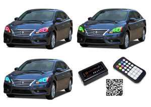 Nissan-Sentra-2013, 2014, 2015-LED-Halo-Headlights-RGB-Bluetooth RF Remote-NI-SE1315-V3HBTRF