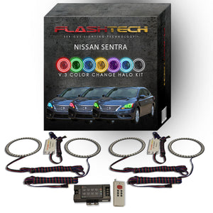 Nissan-Sentra-2013, 2014, 2015-LED-Halo-Headlights-RGB-IR Remote-NI-SE1315-V3HIR