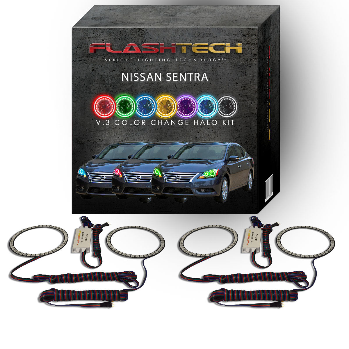 Nissan-Sentra-2013, 2014, 2015-LED-Halo-Headlights-RGB-No Remote-NI-SE1315-V3H