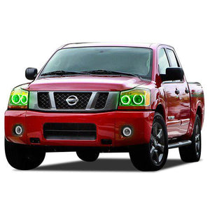 Nissan-Titan-2004, 2005, 2006, 2007, 2008, 2009, 2010, 2011, 2012, 2013, 2014-LED-Halo-Headlights-ColorChase-No Remote-NI-TI0414-CCH