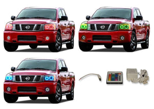 Nissan-Titan-2004, 2005, 2006, 2007, 2008, 2009, 2010, 2011, 2012, 2013, 2014-LED-Halo-Headlights-RGB-IR Remote-NI-TI0414-V3HIR