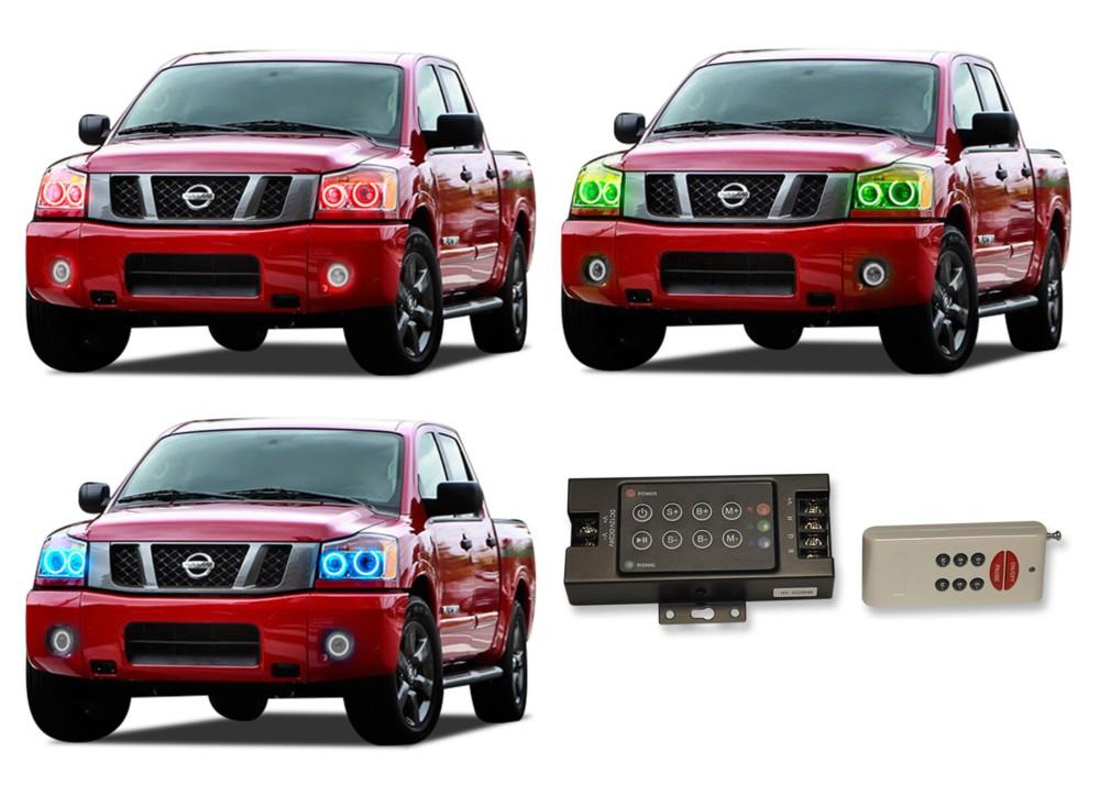 Nissan-Titan-2004, 2005, 2006, 2007, 2008, 2009, 2010, 2011, 2012, 2013, 2014-LED-Halo-Headlights-RGB-RF Remote-NI-TI0414-V3HRF
