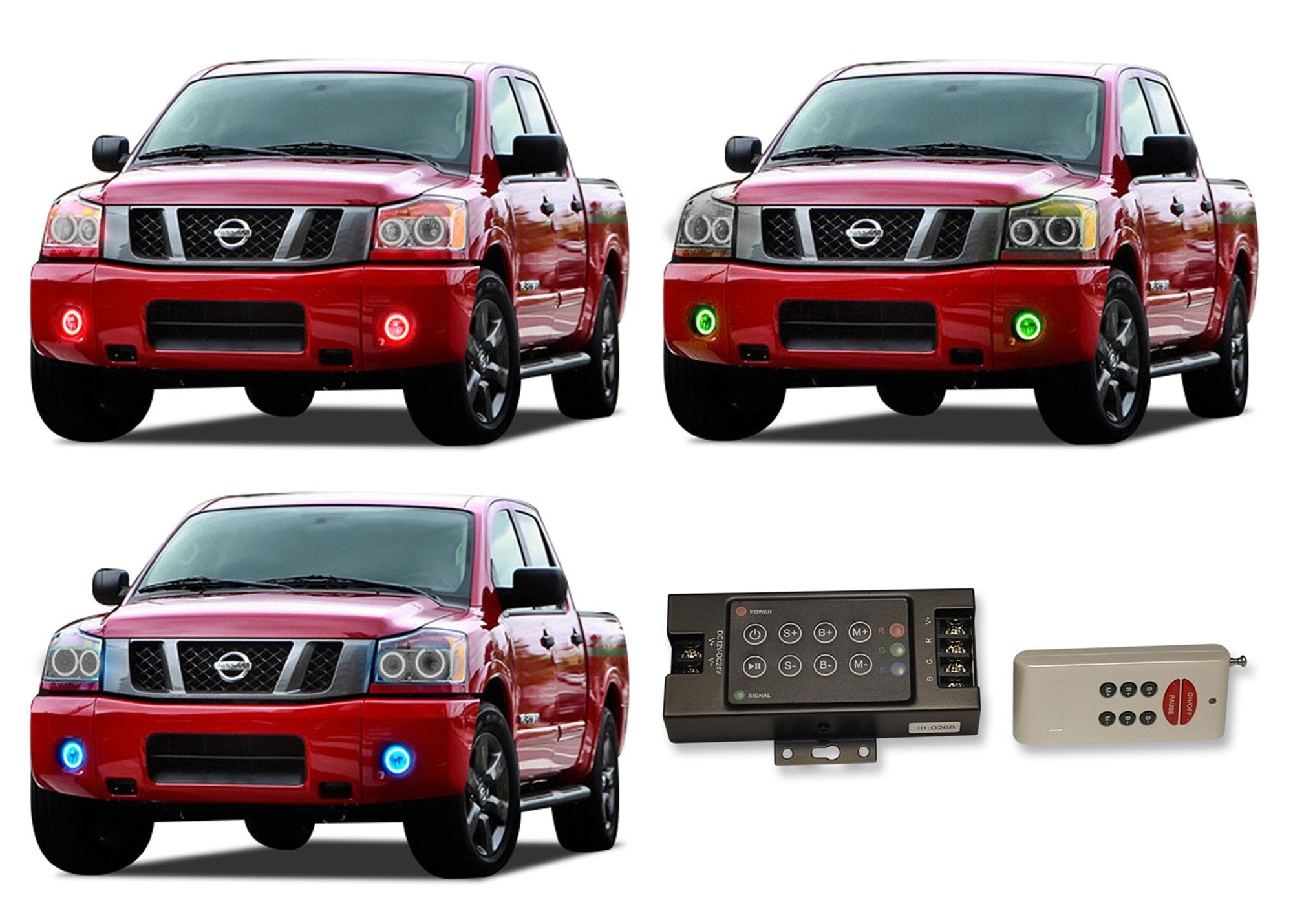 Nissan-Titan-2004, 2005, 2006, 2007, 2008, 2009, 2010, 2011, 2012, 2013, 2014, 2015-LED-Halo-Fog Lights-RGB-RF Remote-NI-TI0415-V3FRF
