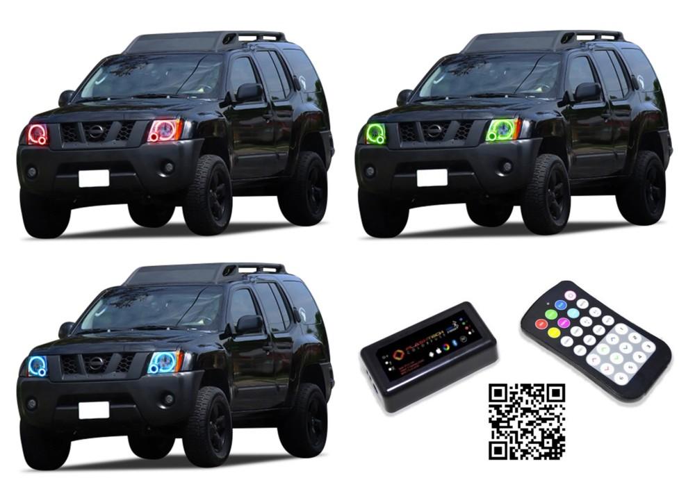 Nissan-Xterra-2005, 2006, 2007, 2008, 2009, 2010, 2011, 2012, 2013, 2014-LED-Halo-Headlights-RGB-Bluetooth RF Remote-NI-XT0515-V3HBTRF