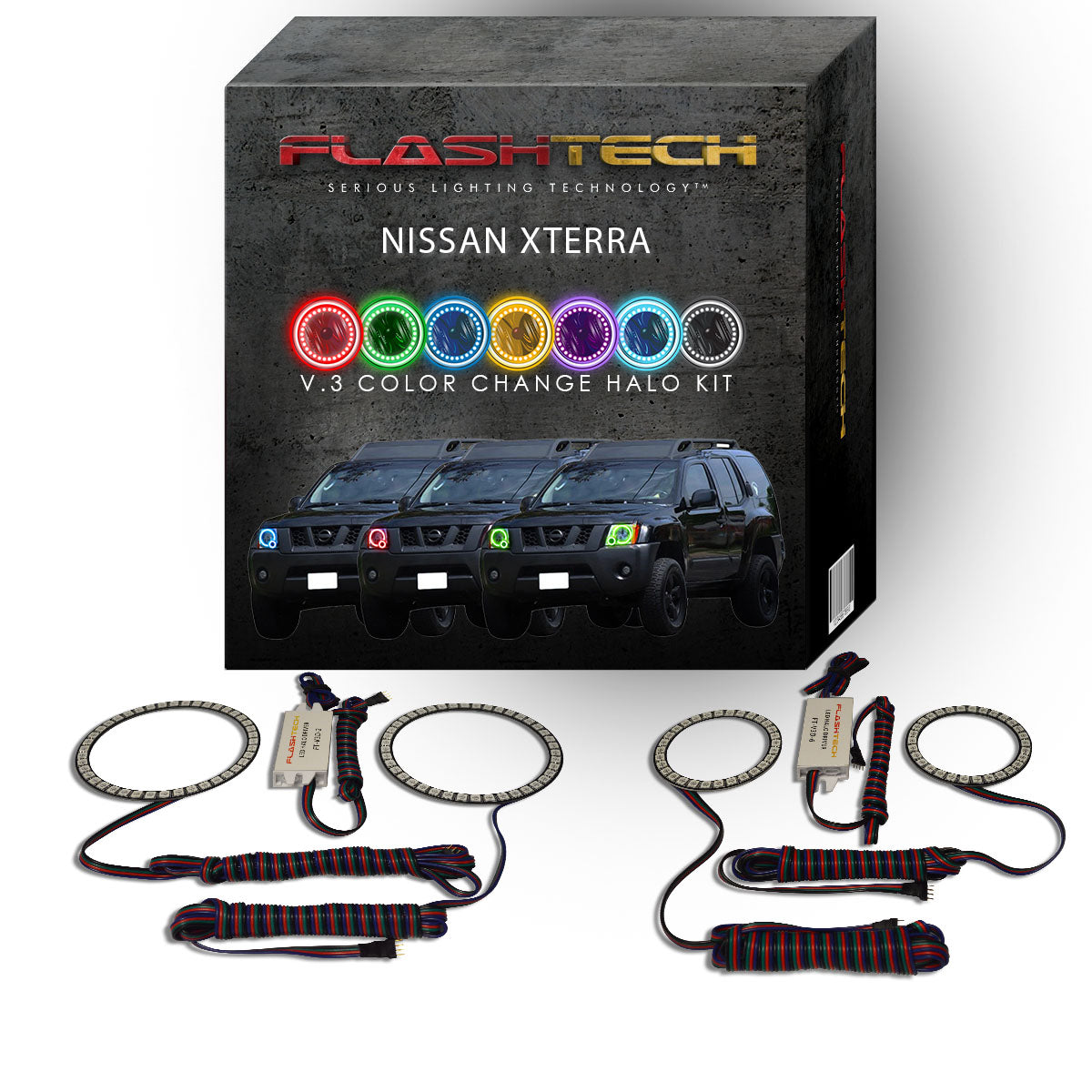Nissan-Xterra-2005, 2006, 2007, 2008, 2009, 2010, 2011, 2012, 2013, 2014-LED-Halo-Headlights-RGB-No Remote-NI-XT0515-V3H