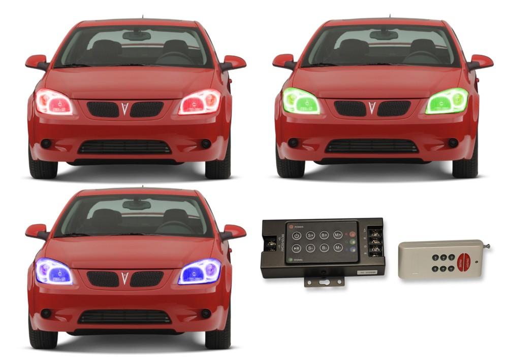 Pontiac-G5-2005, 2006, 2007, 2008, 2009, 2010-LED-Halo-Headlights-RGB-RF Remote-PO-G50510-V3HRF
