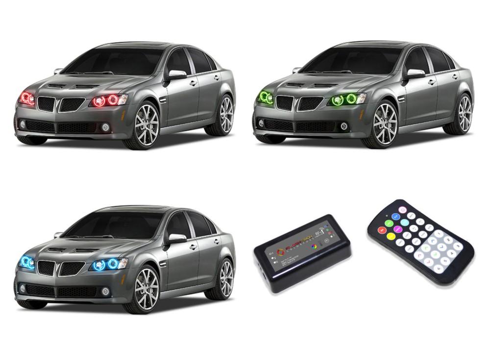 Pontiac-G8-2008, 2009-LED-Halo-Headlights-RGB-Colorfuse RF Remote-PO-G80809-V3HCFRF