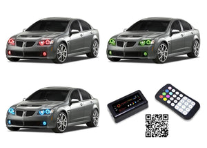 Pontiac-G8-2008, 2009-LED-Halo-Headlights and Fog Lights-RGB-Bluetooth RF Remote-PO-G80809-V3HFBTRF