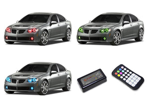 Pontiac-G8-2008, 2009-LED-Halo-Headlights and Fog Lights-RGB-Colorfuse RF Remote-PO-G80809-V3HFCFRF