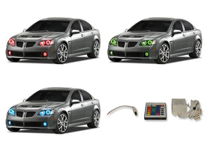 Pontiac-G8-2008, 2009-LED-Halo-Headlights and Fog Lights-RGB-IR Remote-PO-G80809-V3HFIR