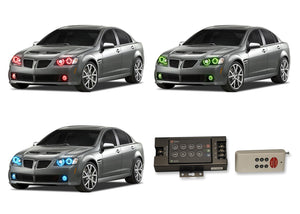 Pontiac-G8-2008, 2009-LED-Halo-Headlights and Fog Lights-RGB-RF Remote-PO-G80809-V3HFRF