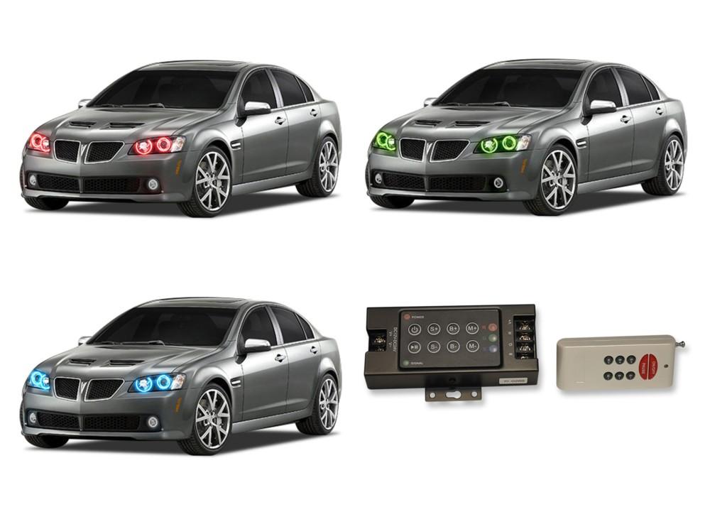 Pontiac-G8-2008, 2009-LED-Halo-Headlights-RGB-RF Remote-PO-G80809-V3HRF