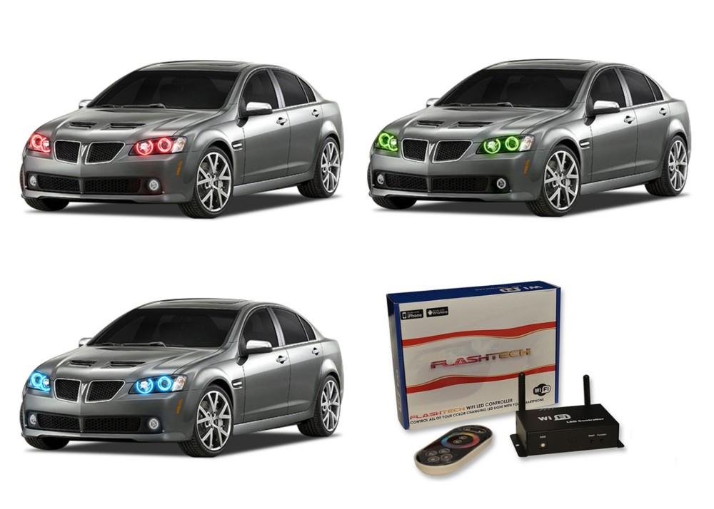 Pontiac-G8-2008, 2009-LED-Halo-Headlights-RGB-WiFi Remote-PO-G80809-V3HWI