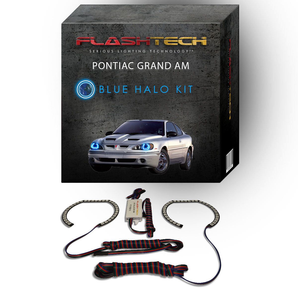 Pontiac-Grand Am-1995, 1996, 1997, 1998, 1999, 2000, 2001, 2002, 2003, 2004, 2005-LED-Halo-Headlights-RGB-No Remote-PO-GA9505-V3H