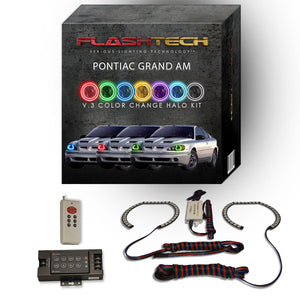 Pontiac-Grand Am-1995, 1996, 1997, 1998, 1999, 2000, 2001, 2002, 2003, 2004, 2005-LED-Halo-Headlights-RGB-IR Remote-PO-GA9505-V3HIR