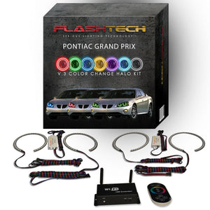 Pontiac-Grand Prix-2004, 2005, 2006, 2007, 2008-LED-Halo-Headlights-RGB-IR Remote-PO-GP0408-V3HIR